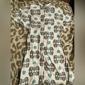 Zipadee Zip Up Gray and Blue Elephant Print Sleepsack Medium